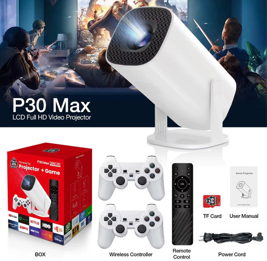 🎥✨ P30 MAX – Proyector de Cine en Casa con Juegos Retro 🎮🍿